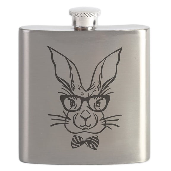 CafePress - Cute Hipster Easter Bunny - Stainless Steel Flask, 6oz Drinking Flask