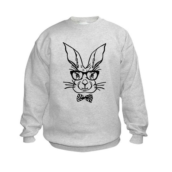 CafePress - Cute Hipster Easter Bunny Sweatshirt - Kids Sweatshirt, Youth Crew Neck Sweatshirt