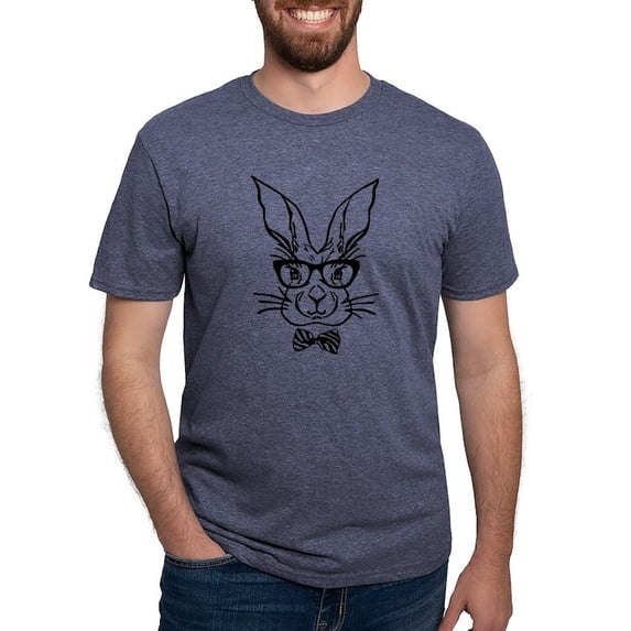 CafePress - Cute Hipster Easter Bunny T Shirt - Mens Tri-blend T-Shirt