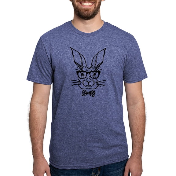 CafePress - Cute Hipster Easter Bunny T Shirt - Mens Tri-blend T-Shirt