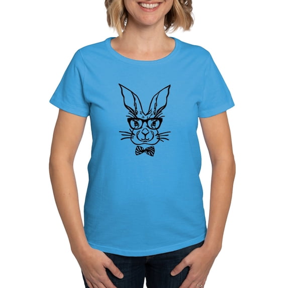 CafePress - Cute Hipster Easter Bunny T Shirt - Women's Traditional Fit Dark T-Shirt