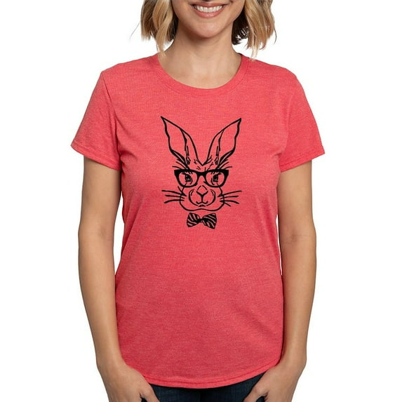 CafePress - Cute Hipster Easter Bunny T Shirt - Womens Tri-blend T-Shirt