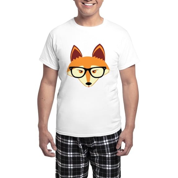 CafePress - Cute Hipster Fox With Glasses Pajamas - Men's Light Loose Fit Cotton Pajama Set