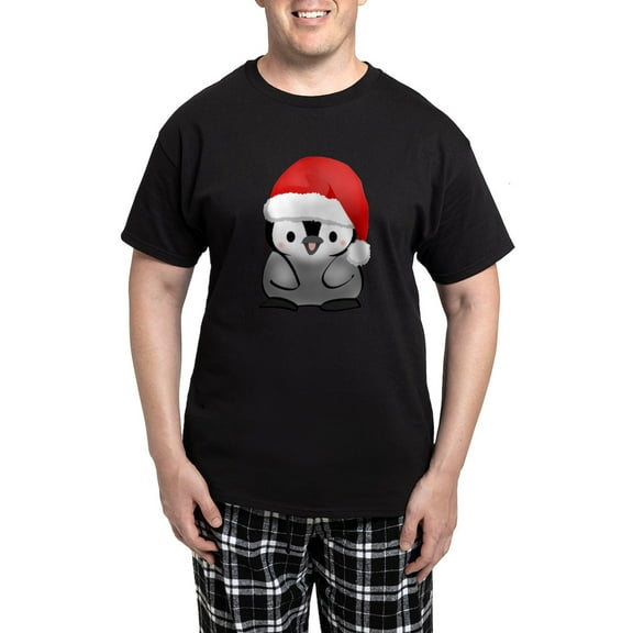 CafePress - Cute Holiday Penguin Men's Dark Pajamas - Men's Dark Loose Fit Cotton Pajama Set