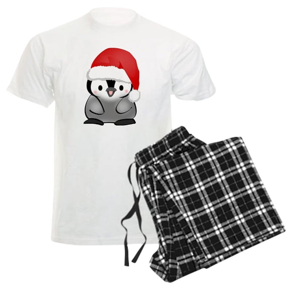 CafePress - Cute Holiday Penguin Men's Light Pajamas - Men's Light Loose Fit Cotton Pajama Set