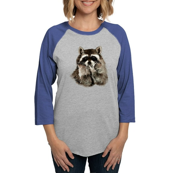 CafePress - Cute Humorous Watercolor Racco Long Sleeve T Shirt - Womens Baseball Tee