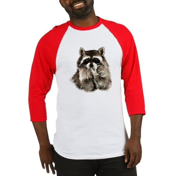 CafePress - Cute Humorous Watercolor Raccoon Blowing A Kiss Ba - Cotton Baseball Jersey, 3/4 Raglan Sleeve Shirt