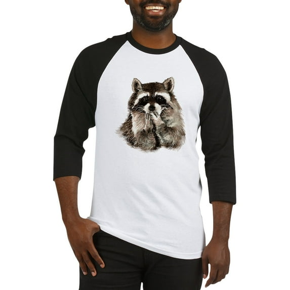 CafePress - Cute Humorous Watercolor Raccoon Blowing A Kiss Ba - Cotton Baseball Jersey, 3/4 Raglan Sleeve Shirt