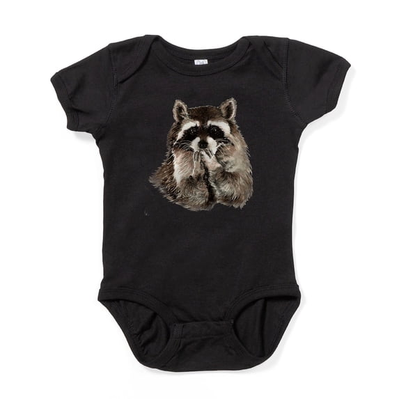CafePress - Cute Humorous Watercolor Raccoon Blowing A Kiss Ba - Cute Infant Bodysuit Baby Romper - Size Newborn - 24 Months