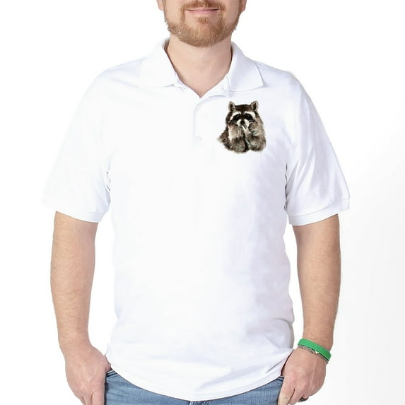 CafePress - Cute Humorous Watercolor Raccoon Blowing A Kiss Go - Golf Shirt, Pique Knit Golf Polo
