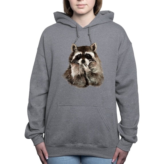 CafePress - Cute Humorous Watercolor Raccoon Blowing A Kiss Ho - Pullover Hoodie, Classic & Comfortable Hooded Sweatshirt