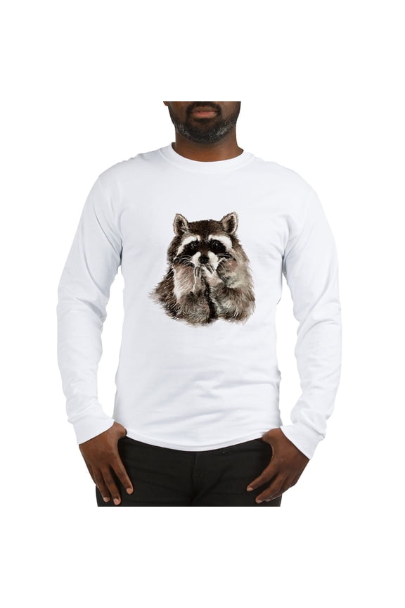 - Cute Humorous Watercolor Raccoon Blowing A Kiss Lo - Unisex Cotton Long Sleeve T-Shirt