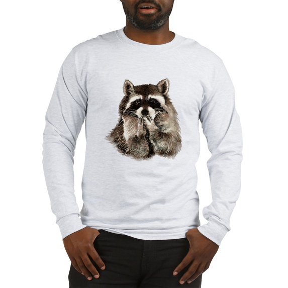 CafePress - Cute Humorous Watercolor Raccoon Blowing A Kiss Lo - Unisex Cotton Long Sleeve T-Shirt