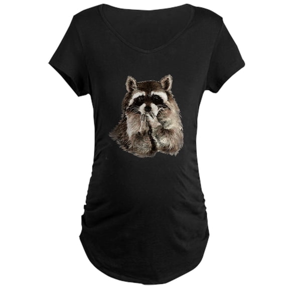 CafePress - Cute Humorous Watercolor Raccoon Blowing A Kiss Ma - Maternity Dark T-Shirt