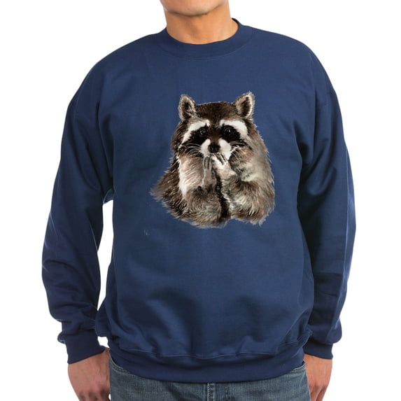CafePress - Cute Humorous Watercolor Raccoon Blowing A Kiss Sw - Classic Crew Neck Sweatshirt
