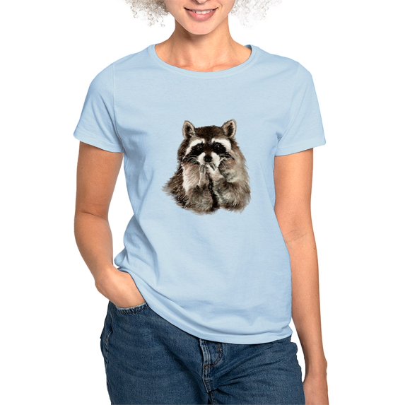 CafePress - Cute Humorous Watercolor Raccoon Blowing A Kiss T - Women's Classic T-Shirt