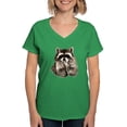 thumbnail image 1 of CafePress - Cute Humorous Watercolor Raccoon Blowing A Kiss T - Women's V-Neck Dark T-Shirt, 1 of 4