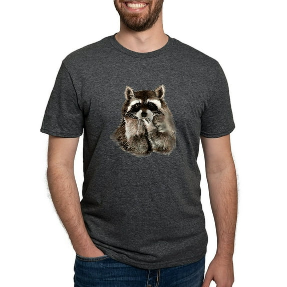 CafePress - Cute Humorous Watercolor Raccoon Blowing A T Shirt - Mens Tri-blend T-Shirt