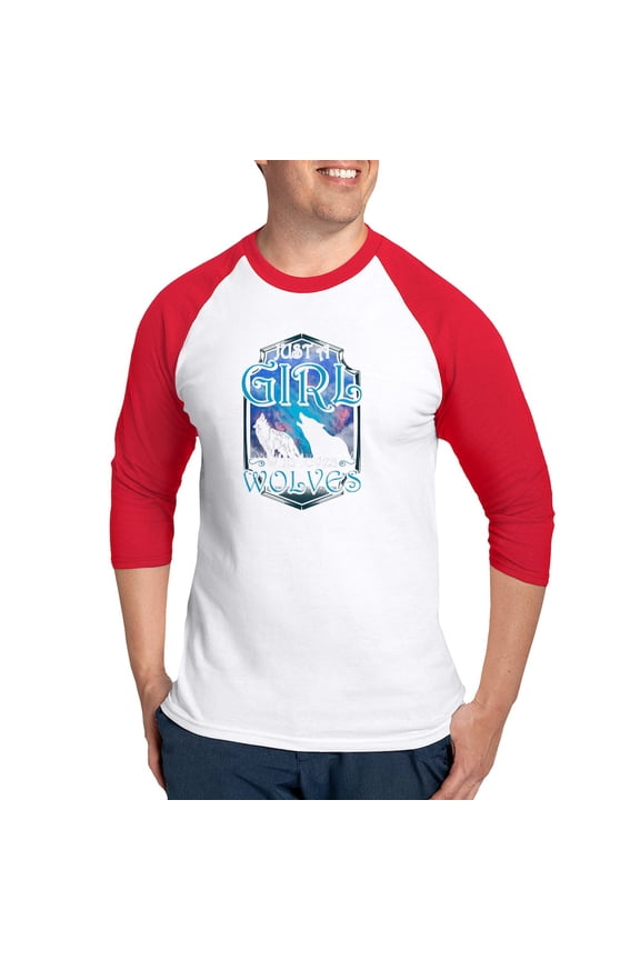 - Cute Just A Girl Who Loves Wolves Baseball Jersey - Cotton Baseball Jersey, 3/4 Raglan Sleeve Shirt