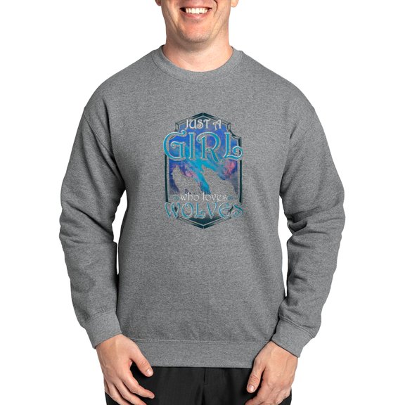 CafePress - Cute Just A Girl Who Loves Wolves Lone Sweatshirt - Crew Neck Sweatshirt
