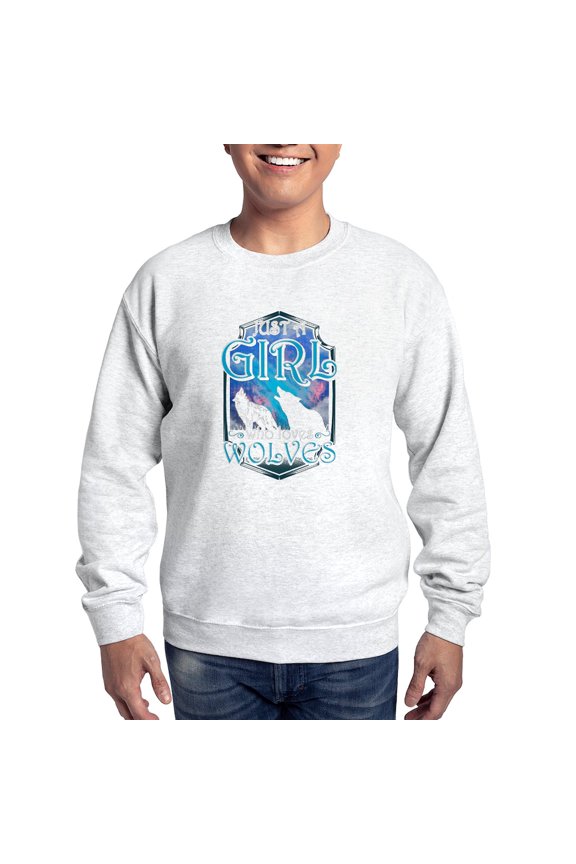 - Cute Just A Girl Who Loves Wolves Lone Sweatshirt - Crew Neck Sweatshirt