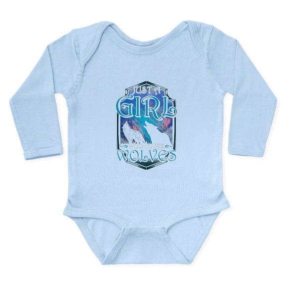 CafePress - Cute Just A Girl Who Loves Wolves Lone W Body Suit - Long Sleeve Cotton Baby Bodysuit