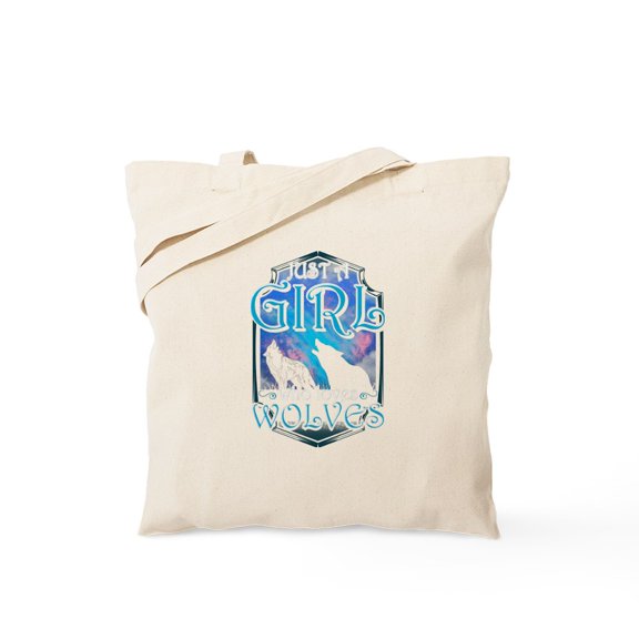CafePress - Cute Just A Girl Who Loves Wolves Lone Wo Tote Bag - Unisex Canvas Tote Bag, Beige, 1-Piece
