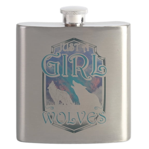 CafePress - Cute Just A Girl Who Loves Wolves Lone Wolf Flask - Stainless Steel Flask, 6oz Drinking Flask