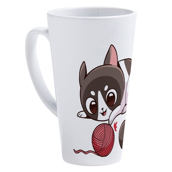 CafePress - Cute Kawaii Cat - 17 Oz White Ceramic Latte Mug