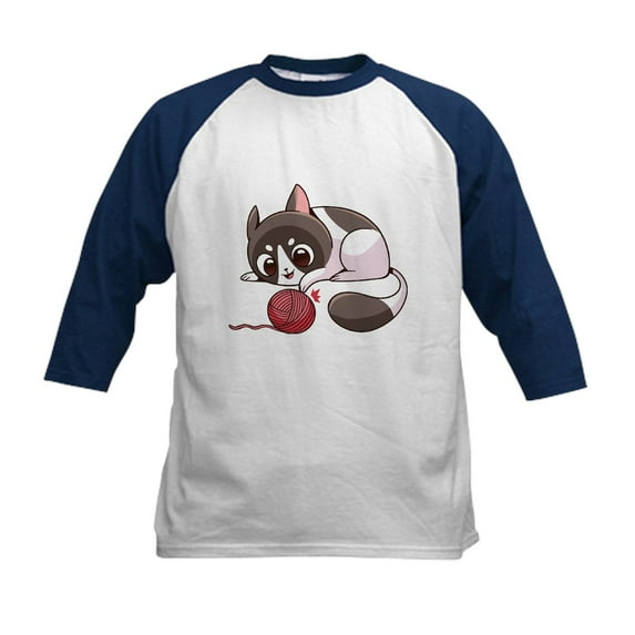 CafePress - Cute Kawaii Cat Baseball Jersey - Kids Cotton Baseball Jersey, 3/4 Sleeve Shirt