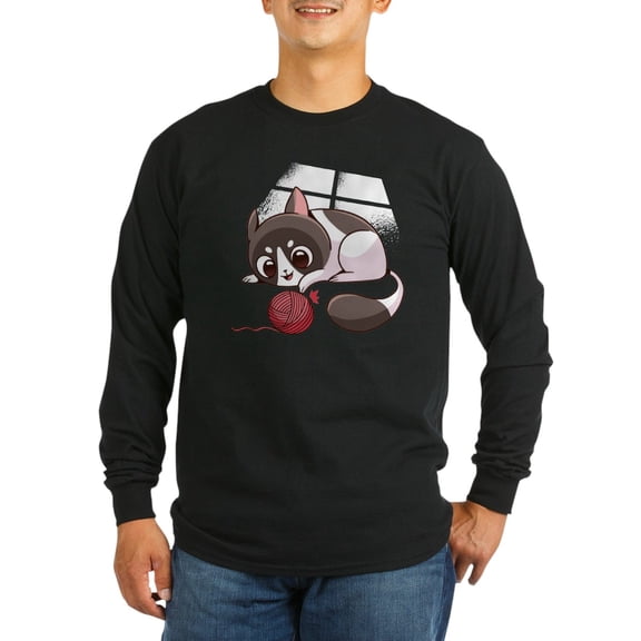 CafePress - Cute Kawaii Cat Long Sleeve T Shirt - Long Sleeve Dark T-Shirt