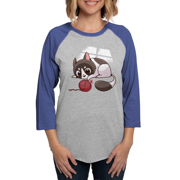 CafePress - Cute Kawaii Cat Long Sleeve T Shirt - Womens Baseball Tee
