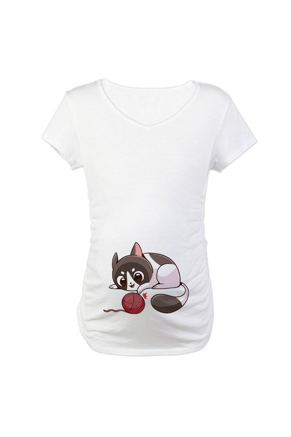 - Cute Kawaii Cat Maternity T Shirt - Cotton Maternity T-shirt, Cute & Funny Pregnancy Tee