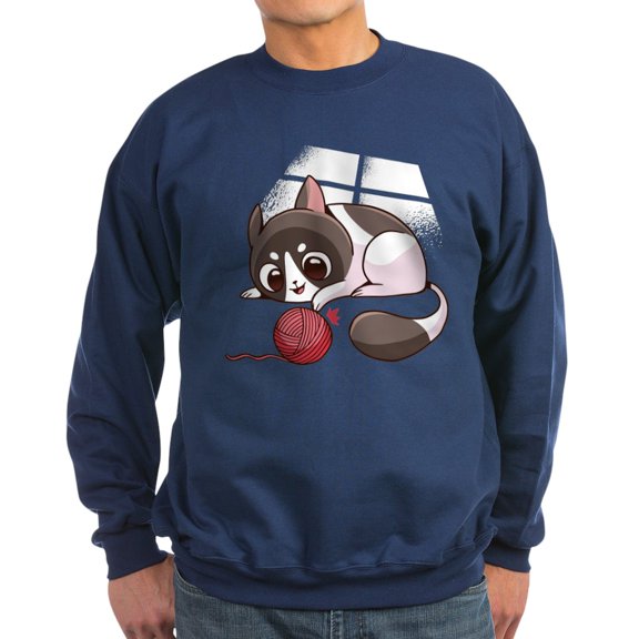 CafePress - Cute Kawaii Cat Sweatshirt - Classic Crew Neck Sweatshirt
