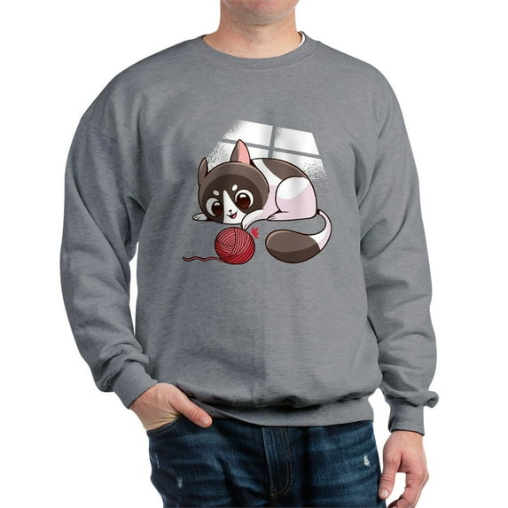 CafePress - Cute Kawaii Cat Sweatshirt - Crew Neck Sweatshirt
