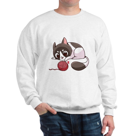 CafePress - Cute Kawaii Cat Sweatshirt - Crew Neck Sweatshirt