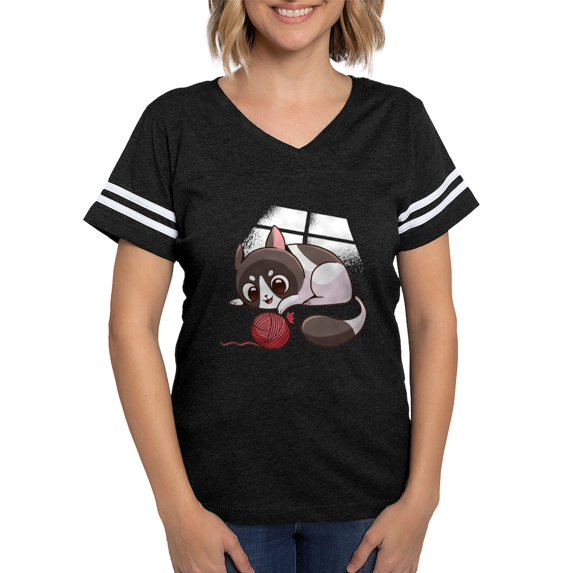 CafePress - Cute Kawaii Cat T Shirt - Womens Football Shirt