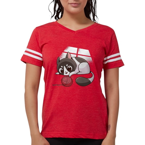 CafePress - Cute Kawaii Cat T Shirt - Womens Football Shirt