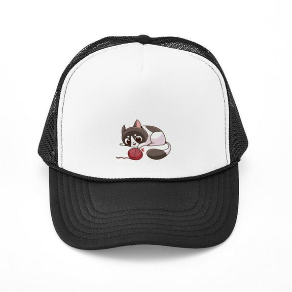 CafePress - Cute Kawaii Cat - Adjustable Unisex Printed Trucker Hat with Mesh Back