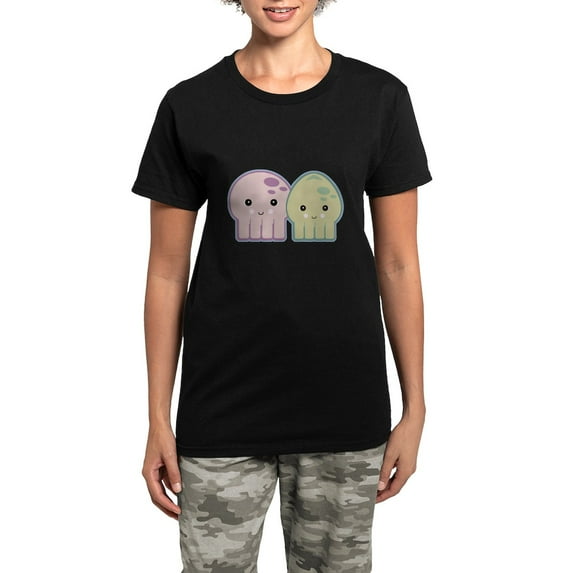 CafePress - Cute Kawaii Octopus &Amp; Squid P Women's Dark Paj - Women's Short Sleeve Print T-Shirt and Pants Dark Cotton Pajama Set