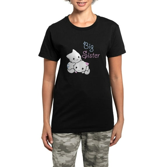 CafePress - Cute Kitty Big Sister Women's Dark Pajamas - Women's Short Sleeve Print T-Shirt and Pants Dark Cotton Pajama Set