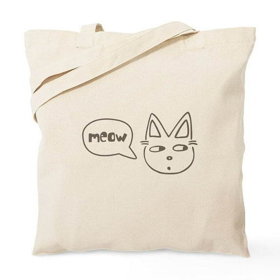 CafePress - Cute Kitty Saying Meow Tote Bag - Unisex Canvas Tote Bag, Beige, 1-Piece