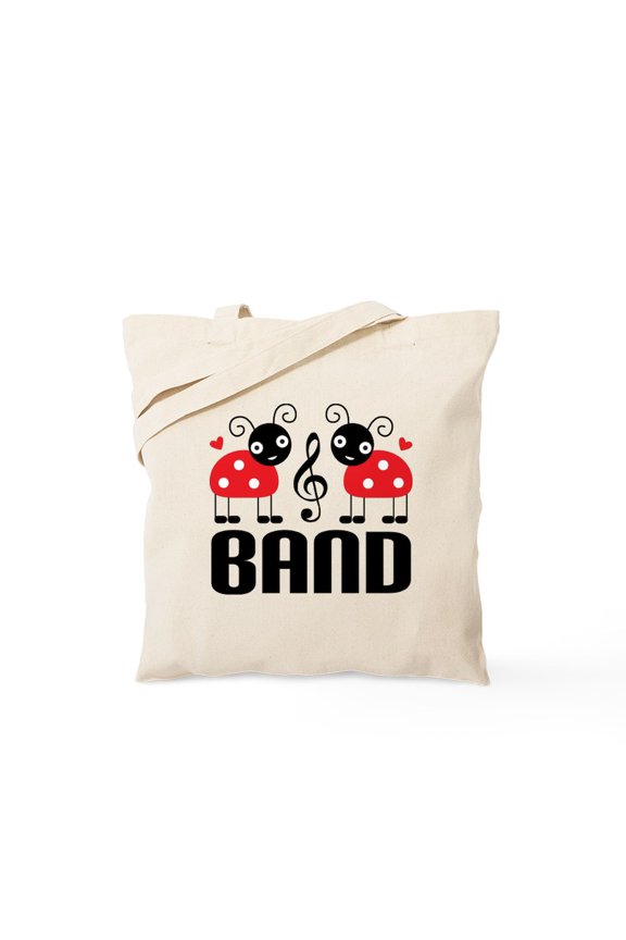 - Cute Ladybug Band Tote Bag - Unisex Canvas Tote Bag, Beige, 1-Piece