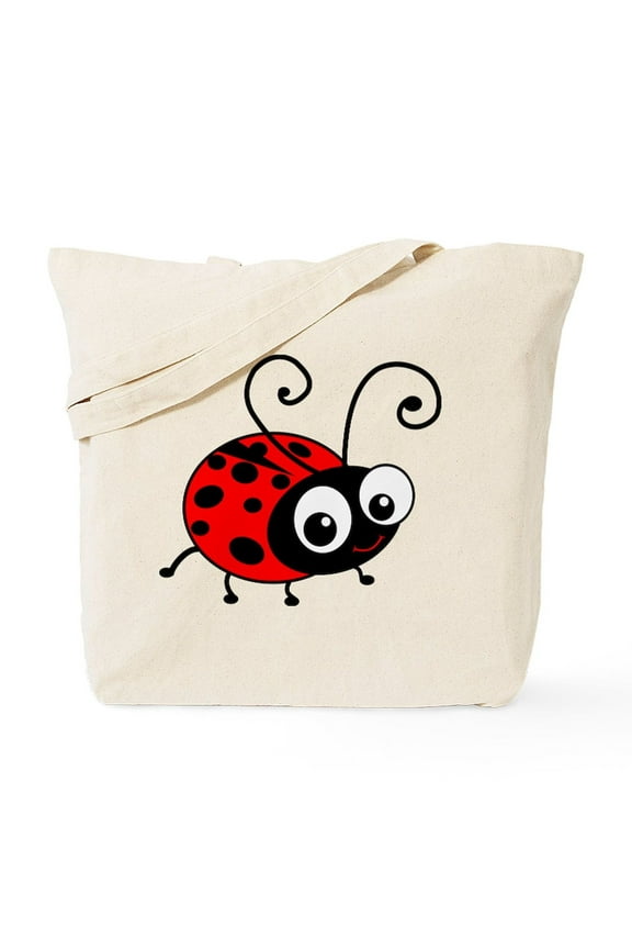 - Cute Ladybug Tote Bag - Unisex Canvas Tote Bag, Beige, 1-Piece