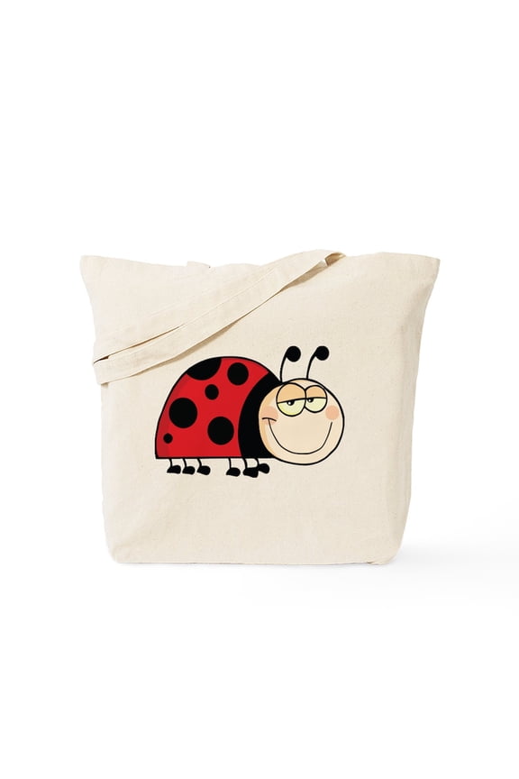 - Cute Ladybug Tote Bag - Unisex Canvas Tote Bag, Beige, 1-Piece