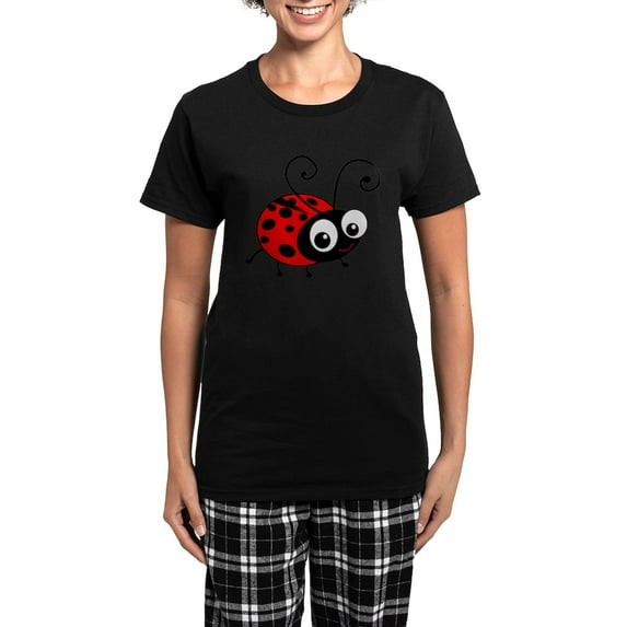 CafePress - Cute Ladybug Women's Dark Pajamas - Women's Short Sleeve Print T-Shirt and Pants Dark Cotton Pajama Set