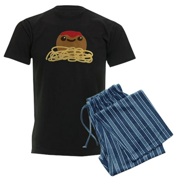 CafePress - Cute Meatball And Spaghetti Men's Dark Pajamas - Men's Dark Loose Fit Cotton Pajama Set