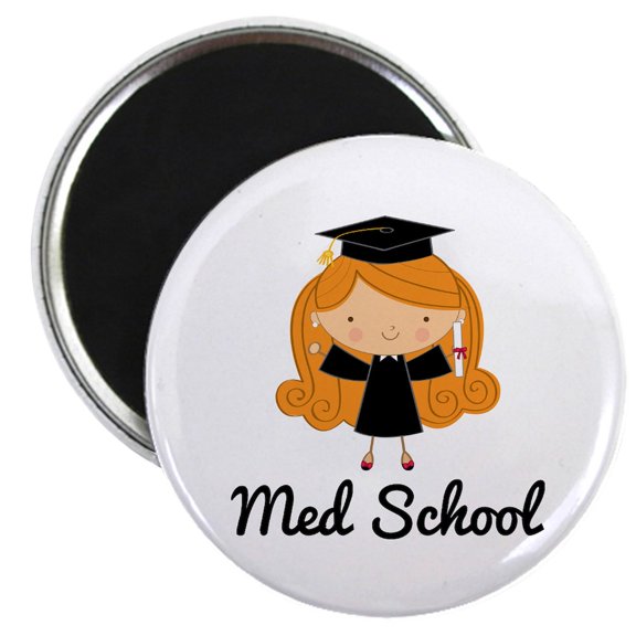 CafePress - Cute Med School Graduate Magnet - 2.25" Round Magnet, Refrigerator Magnet, Button Magnet Style