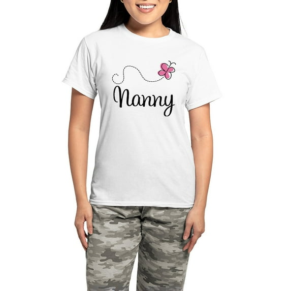 CafePress - Cute Nanny Women's Light Pajamas - Women's Short Sleeve Print T-Shirt and Pants Light Cotton Pajama Set