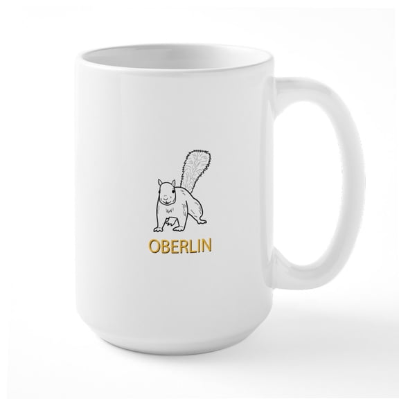 CafePress - Cute Oberlin White Squirrel Illustration Mugs - 15 oz Ceramic Large White Novelty Mug